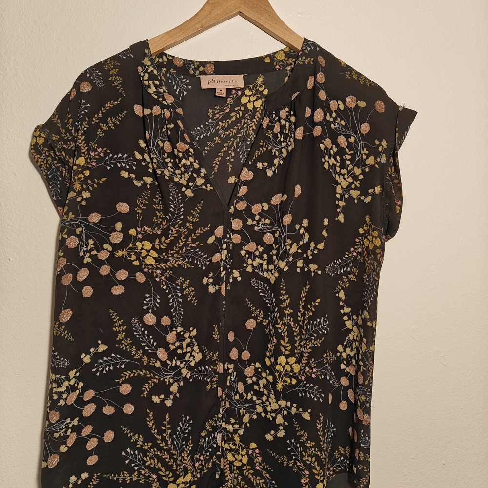 Philosophy Black Floral Women's Top